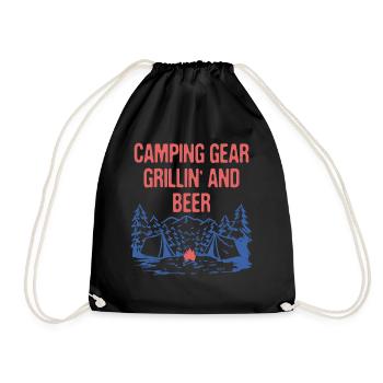 Camping Grillin' and Beer Camper Party Camp - Drawstring Bag - black - Front