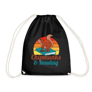 Chipmunks and Reading Books Literature Forest - Drawstring Bag - black - Front