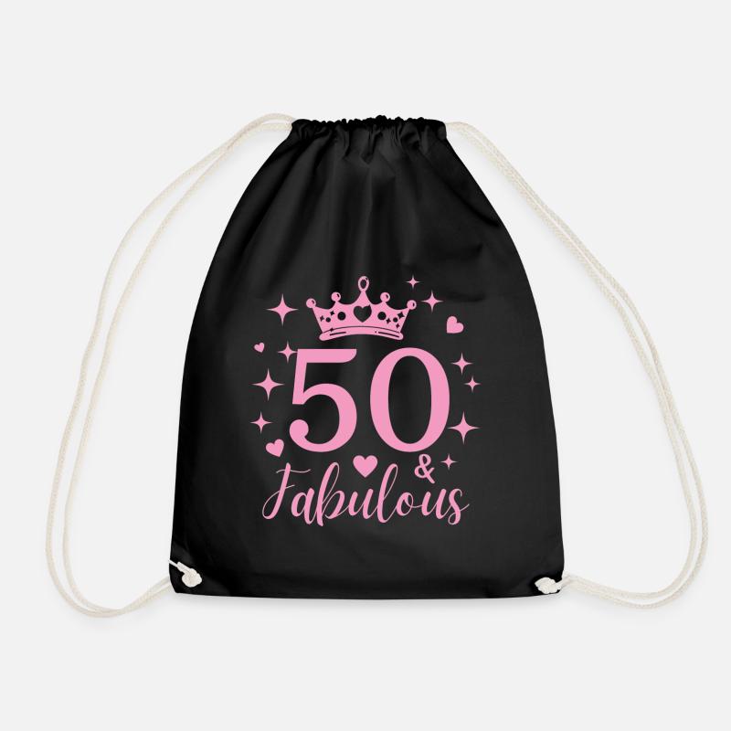 Fabulous 50. 50th birthday - Drawstring Bag - black