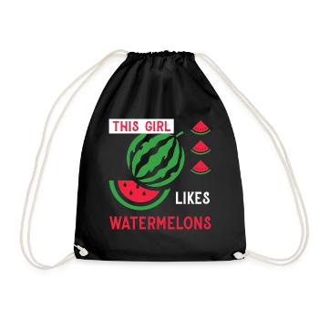Fille aime les melons Fruits de pastèque d'été - Sac de sport léger - noir - Devant
