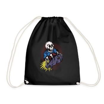 Halloween Gift Killer Skeleton Killer Skater - Drawstring Bag - black - Front