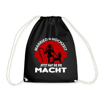 Jetzt hat sie die Macht Hochzeit Married Peitsche - Turnbeutel - Schwarz - Vorne