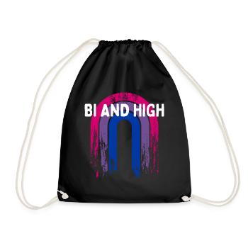 Bi And High Bisexual Sayings Bi Pride Quotes LGBTQ - Drawstring Bag - black - Front