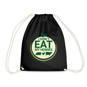 Vegan Fleischlos Tierlieb & Veganer - Turnbeutel - Schwarz - Vorne