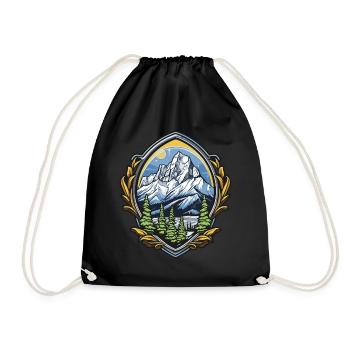 Mountains Alps Symbol Coat of Arms - Drawstring Bag - black - Front