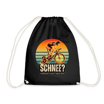 Snow passes, watts pass – roller training! - Drawstring Bag - black - Front