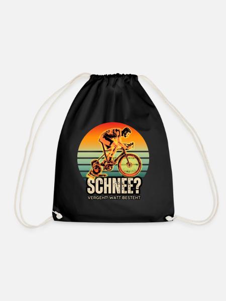 Snow passes, watts pass – roller training! - Drawstring Bag - black