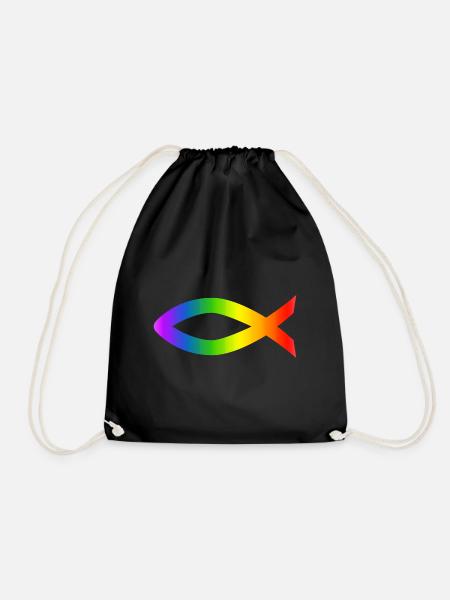 Ichthys Arc-en-ciel de Christl symbole poisson - Sac de sport léger - noir