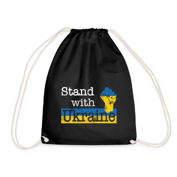 Stand with Ukraine! white blue yellow - Turnbeutel - Schwarz - Vorne