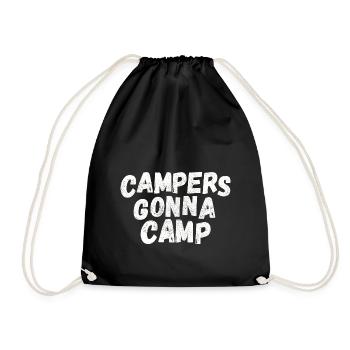 Campers going to camp! white - Drawstring Bag - black - Front