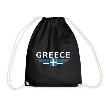 I Love Greece Fan, Design T-Shirt Outfit - Drawstring Bag - black - Front