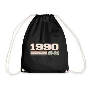 1990 Geburtstagsgeschenk 1990 limitierte Auflage 1990 - Turnbeutel - Schwarz - Vorne