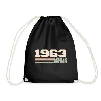 1963 1963 Limitierte Auflage 1963 Geburtstagsgeschenk - Turnbeutel - Schwarz - Vorne