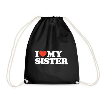 I love my sister Herz Shirt - Turnbeutel - Schwarz - Vorne