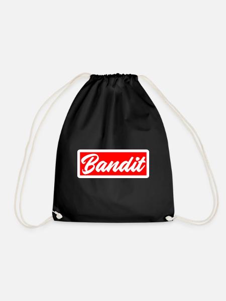 bandit thief crime criminal sticker hooligan gang - Drawstring Bag - black