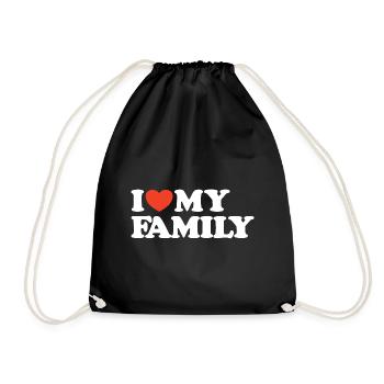 J’aime ma chemise cœur de famille - Sac de sport léger - noir - Devant