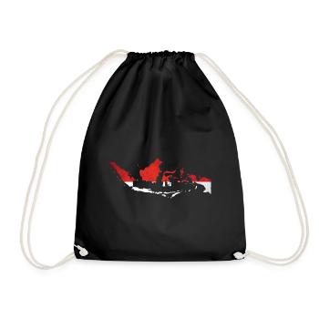 Indonesia - National border in national flag - Drawstring Bag - black - Front