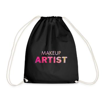 Cool pink marble MAKEUP ARTIST design. - Drawstring Bag - black - Front