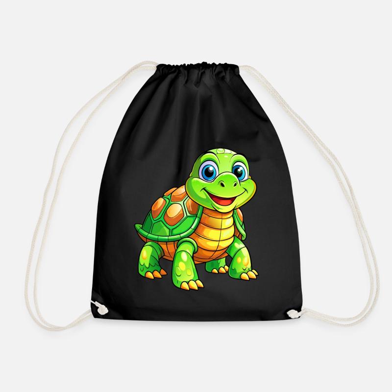 Mega Cute Turtle - Drawstring Bag - black