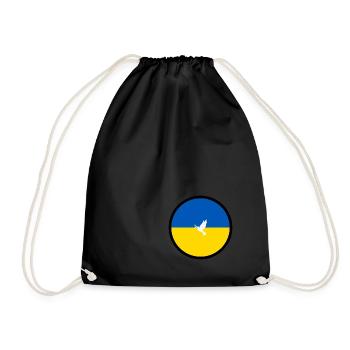 Slava Ukraini za myr - Turnbeutel - Schwarz - Vorne