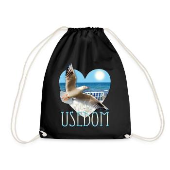 J'aime Usedom - Seagull Baltique lac de l'île - Sac de sport léger - noir - Devant