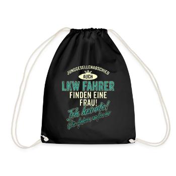JGA BRAEUTIGAM - LKW Fahrer - Version Auch - - Turnbeutel - Schwarz - Vorne