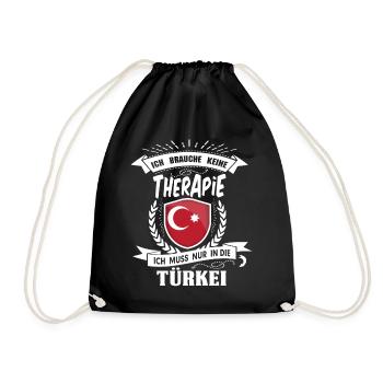 Ich brauche keine Therapie Türkei - Turnbeutel - Schwarz - Vorne