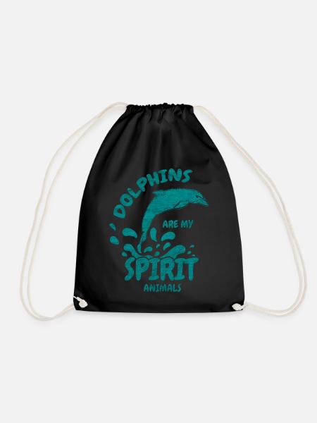 Delfin Delphin Meerestier Tier Meer Geschenk - Turnbeutel - Schwarz