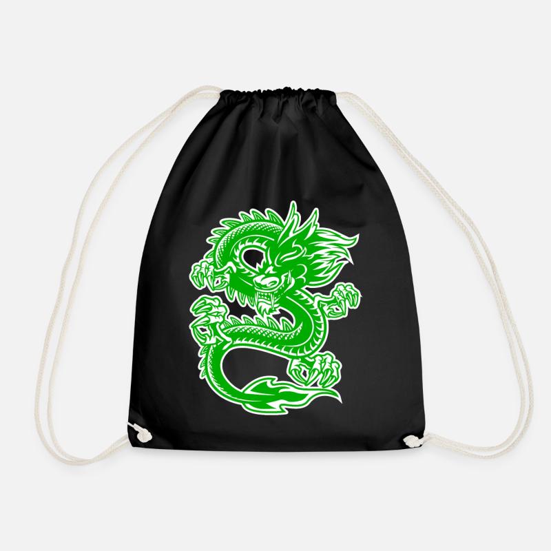 Drache Dragon Asien Fantasy Reptil Geschenkidee - Turnbeutel - Schwarz