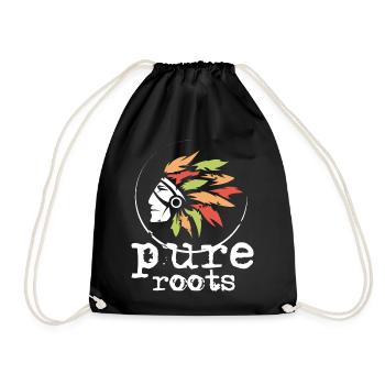 Native American Colorful Feathers Chief Roots Icon - Drawstring Bag - black - Front