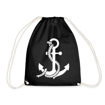 Anchor with knot - Drawstring Bag - black - Front