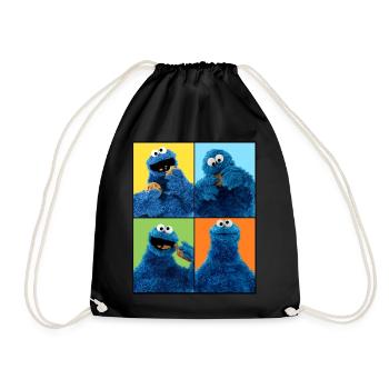 Sesame Street Four Poses Of Cookie Monster - Drawstring Bag - black - Front