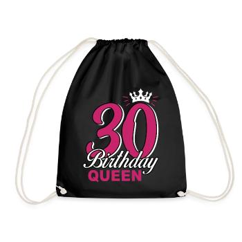 30th birthday 30 year old - Queen gift woman - Drawstring Bag - black - Front