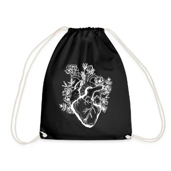 Coeur et fleurs - Sac de sport léger - noir - Devant