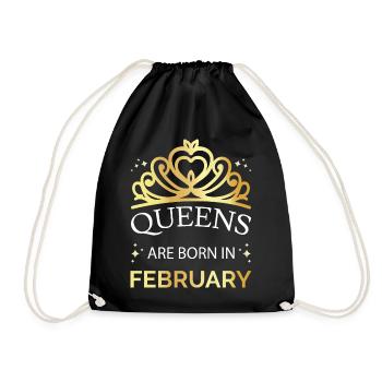 Queens Are Born In February I - Drawstring Bag - black - Front