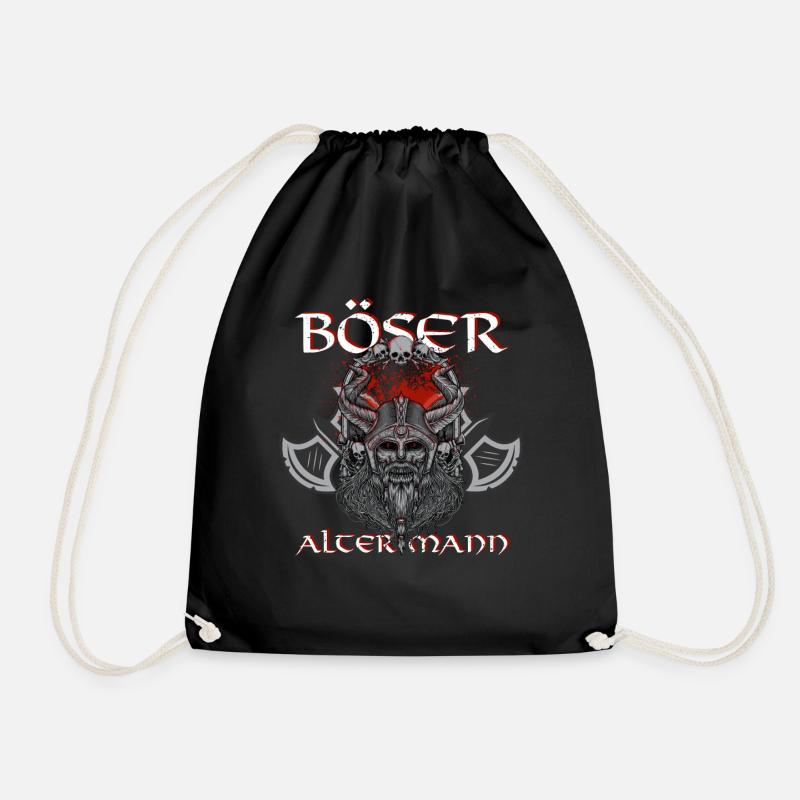 Böser alter Mann Totenkopf Skull Wikinger Viking - Turnbeutel - Schwarz