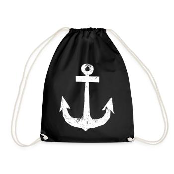 Anker | Anchor | Vintage | Weiss - Turnbeutel - Schwarz - Vorne