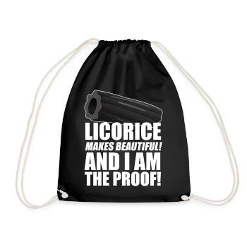 Lakritz Spruch Bärendreck LICORICE MAKES BEAUTIFUL - Turnbeutel - Schwarz - Vorne