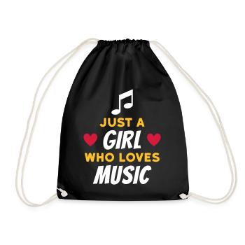 Just a girl who loves music (Note, Herzen) - Turnbeutel - Schwarz - Vorne