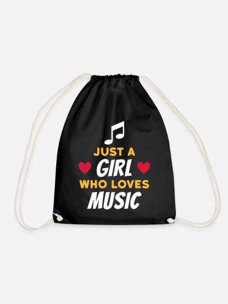 Just a girl who loves music (Note, Herzen) - Turnbeutel - Schwarz