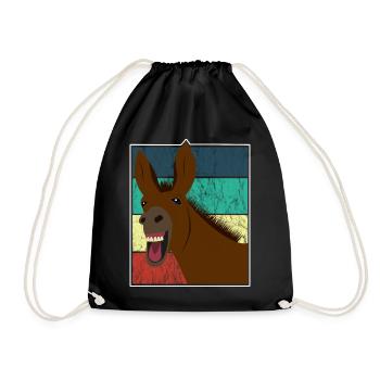 Maultier Muli Esel Pferd Vintage Geschenk - Turnbeutel - Schwarz - Vorne