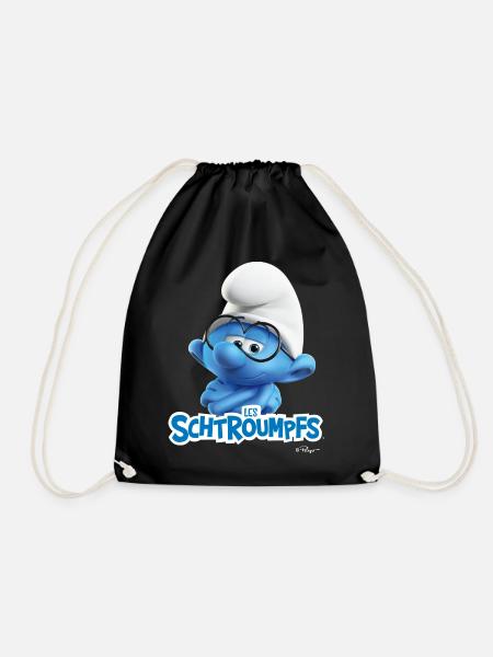 Les Schtroumpfs Le Schtroumpf À Lunettes Logo - Drawstring Bag - black