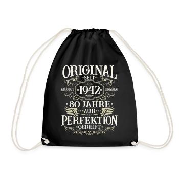 80 Jahre Geburtstag 1942 Jahrgang Geschenk - Turnbeutel - Schwarz - Vorne
