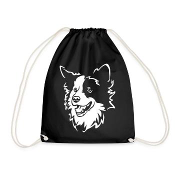 Border Collie Kopf "Black Edition" - Turnbeutel - Schwarz - Vorne