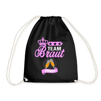 Team Braut JGA Shirt Junggesellinnenabschied Idee - Turnbeutel - Schwarz - Vorne