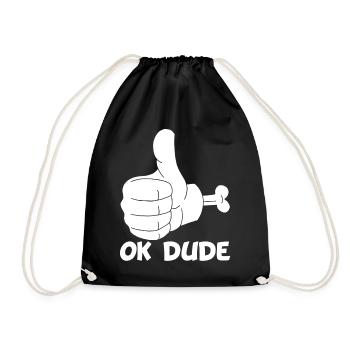 Ok man! (white) - Drawstring Bag - black - Front