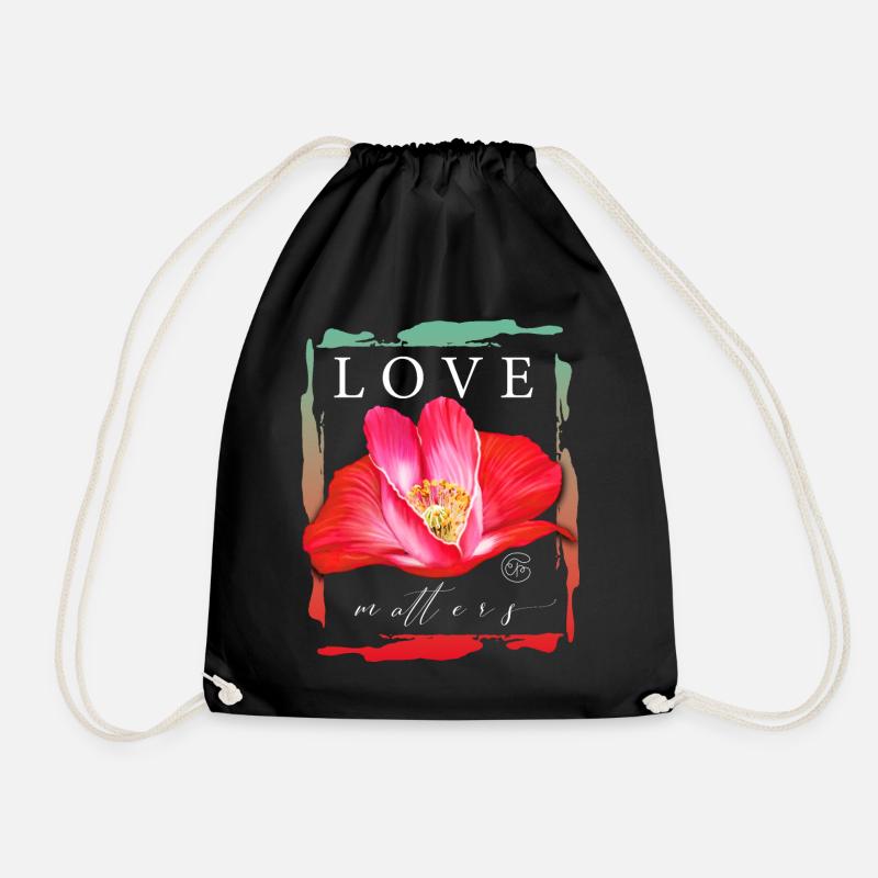 Love matters Mohnblume Herz Liebe Valentinstag - Turnbeutel - Schwarz
