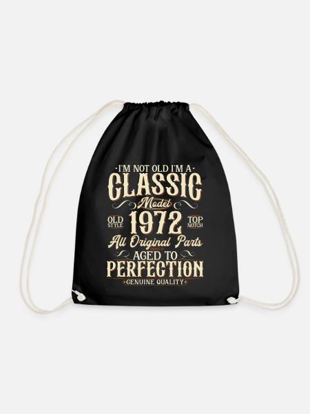 1972 Jahrgang geboren Vintage Geburtstag Geschenk - Turnbeutel - Schwarz