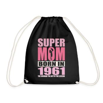 Mom's birthday 1961 | Super Mom - Drawstring Bag - black - Front