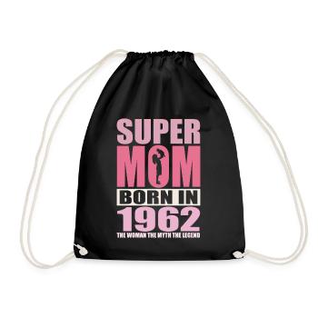 Mom's birthday 1962 | Super Mom - Drawstring Bag - black - Front